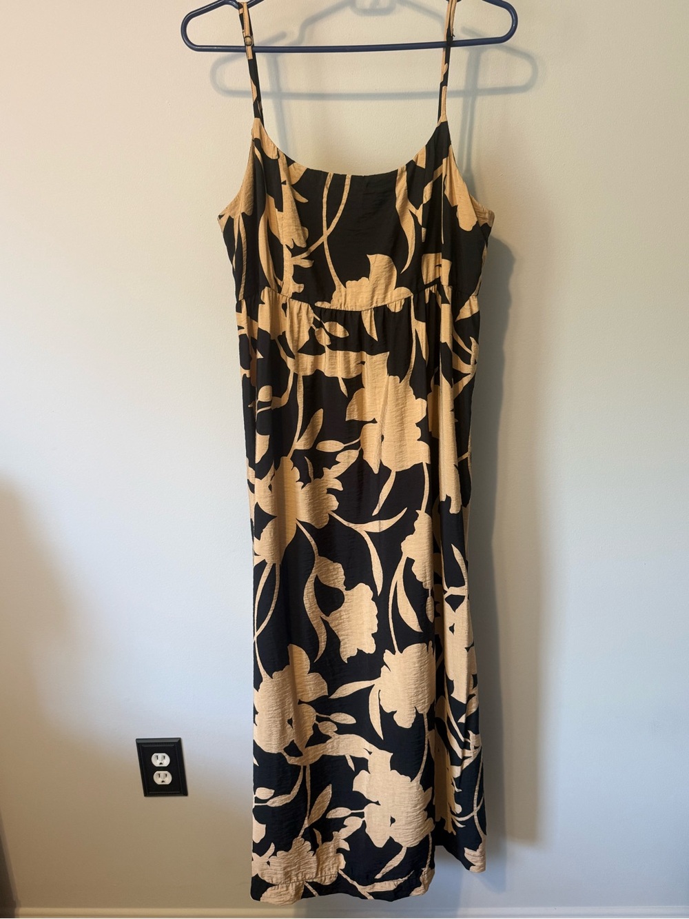a new day Black and Beige Floral Midi Slip Dress